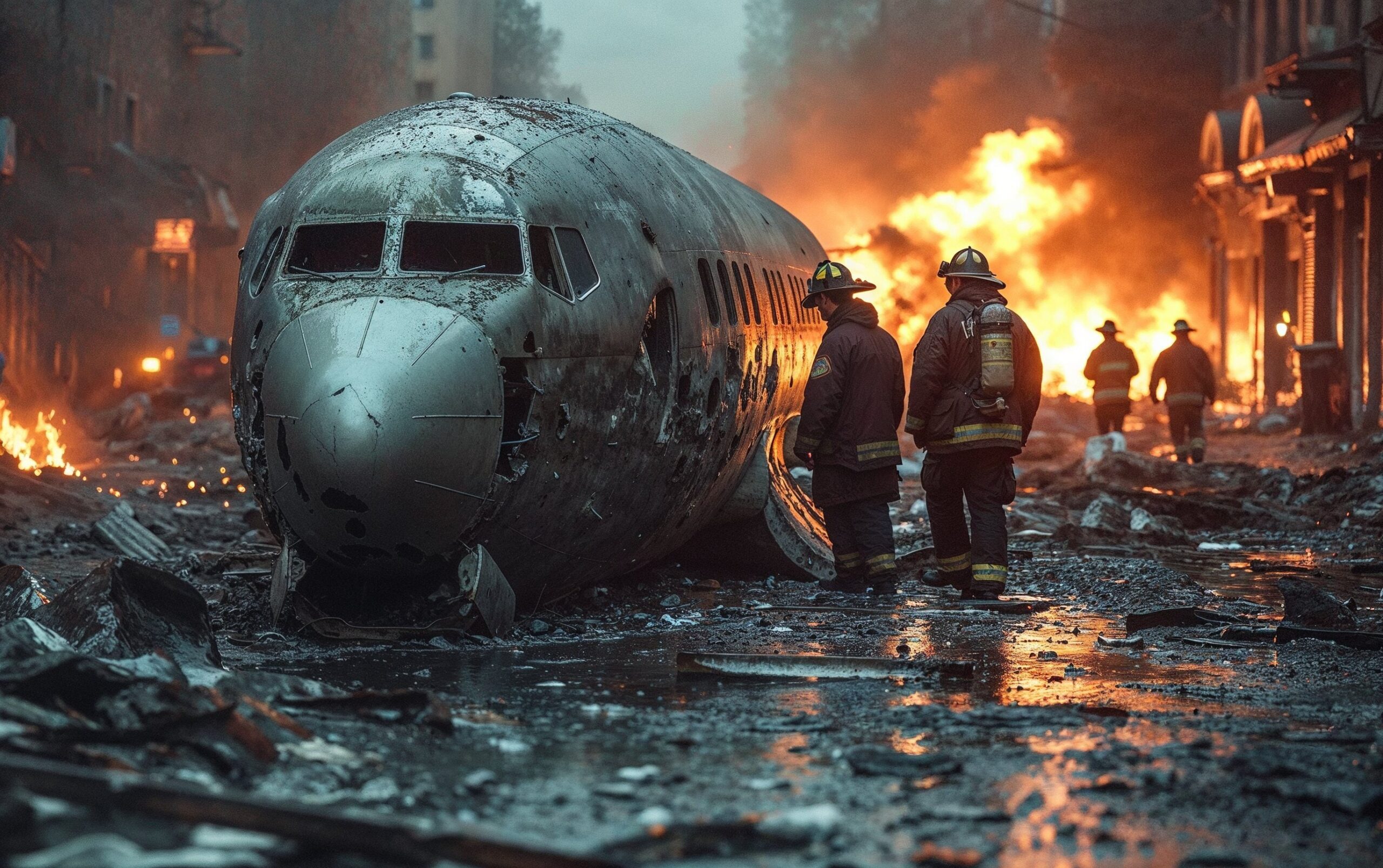 Midjourney v6 + Magnific AI – crashed airplane